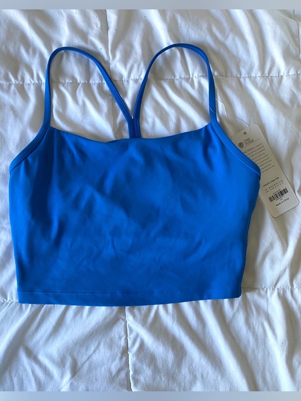 CRZ YOGA Blue Strappy Cropped Sports Bra